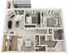 1 bedroom 1 bath floor plan C 1 bedroom 1 bath floor plan C at St. Johns Forest Apartments, Jacksonville, FL, 32277